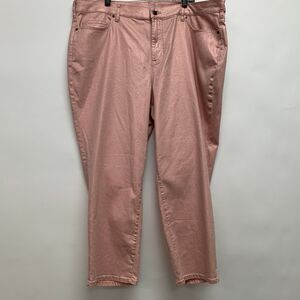 Lands' End Ankle Pants Size 24W Shimmery Pink High Rise Slim Leg NWT